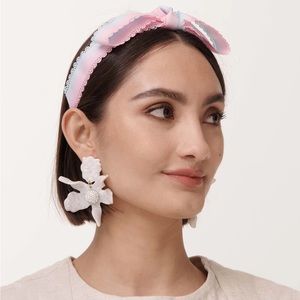 Lele Sadoughi Mother of Pearl Crystal Lily Earrings (clip-on)